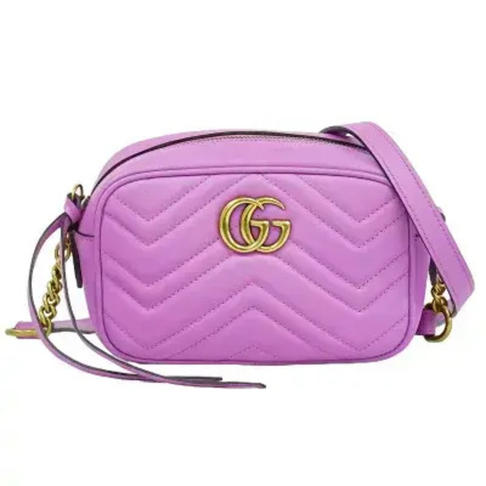 Gucci GG Marmont Quilted Leather Shoulder Bag Purple